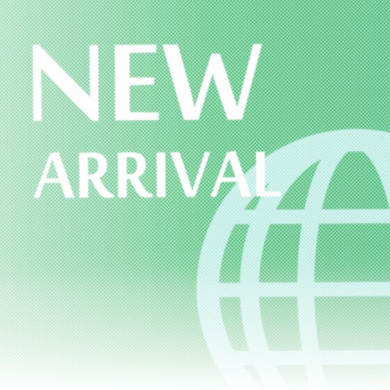 "New Arrival" mit abstrahiertem Globus vor grünem Hintergrund