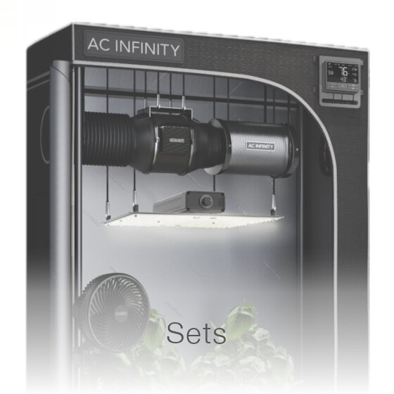 Growbox mit Zimmerpflanzen und geöffneter Vorderseite